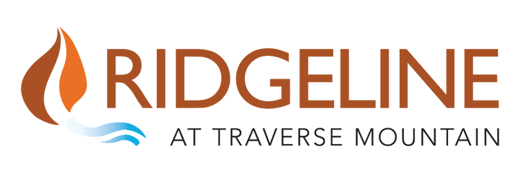 A logo with the text "RIDGELINE AT TRAVERSE MOUNTAIN" in orange.